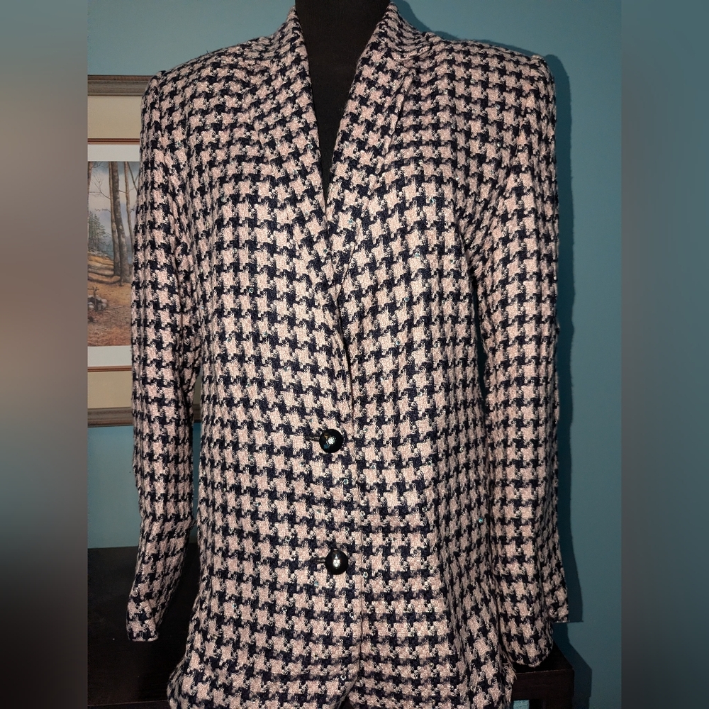 Vintage Criscione Cache houndstooth blazer, size Petite (oversized)